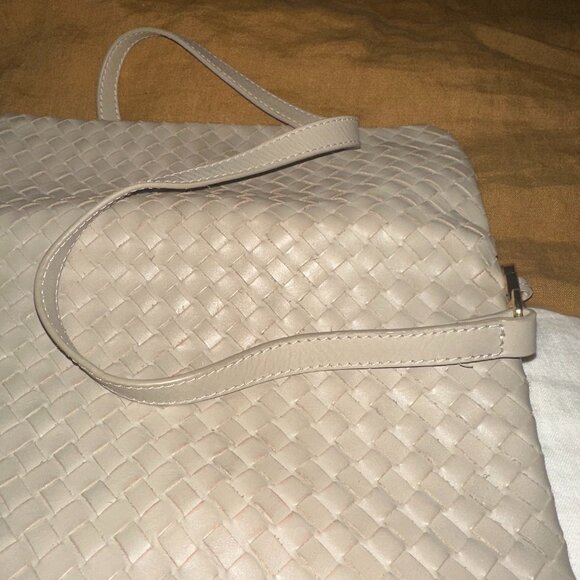 Quince Italian Leather Handwoven Foldover Clutch – Taupe – Convertible Crossbody - Picture 10 of 10